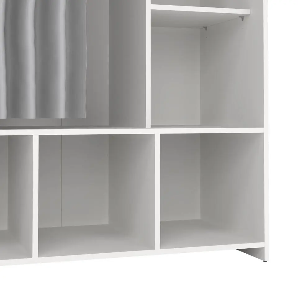 Hioshop Kit kledingkast met gordijn lichtgrijs