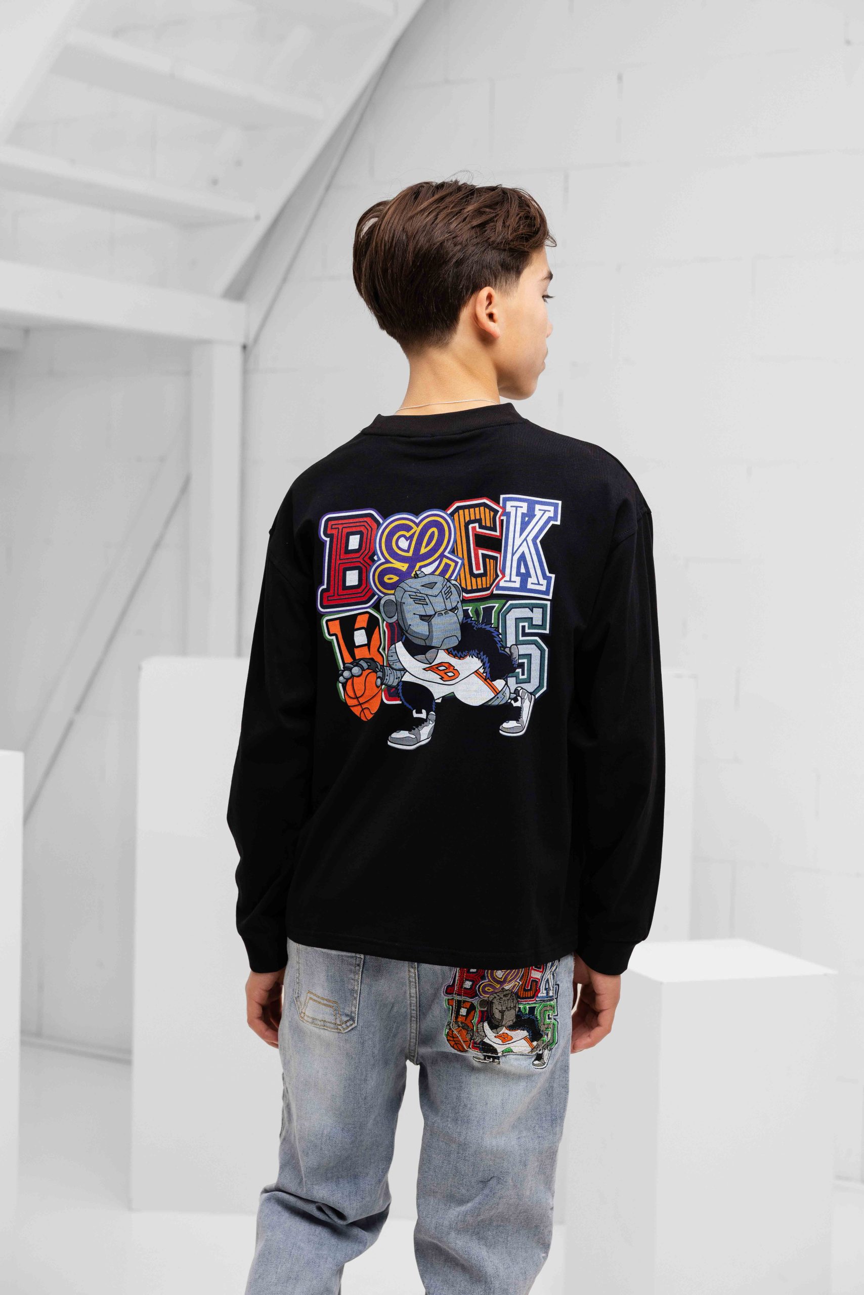 Black Bananas Dribble Longsleeve T-Shirt Kids Zwart