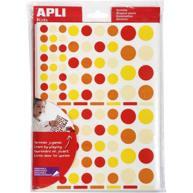 Gommette apli kids enlevable coloris camaïeux assortis 160x216mm pack 6900 unités