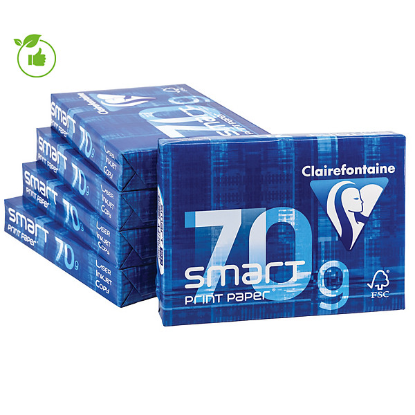 Papier blanc Smart Print Clairefontaine A4 70g, 5 ramettes de 500 feuilles