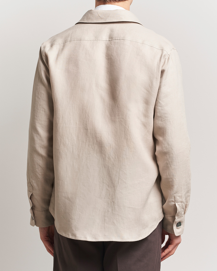 Oscar Jacobson Maverick Linen Shirt Jacket White Grass