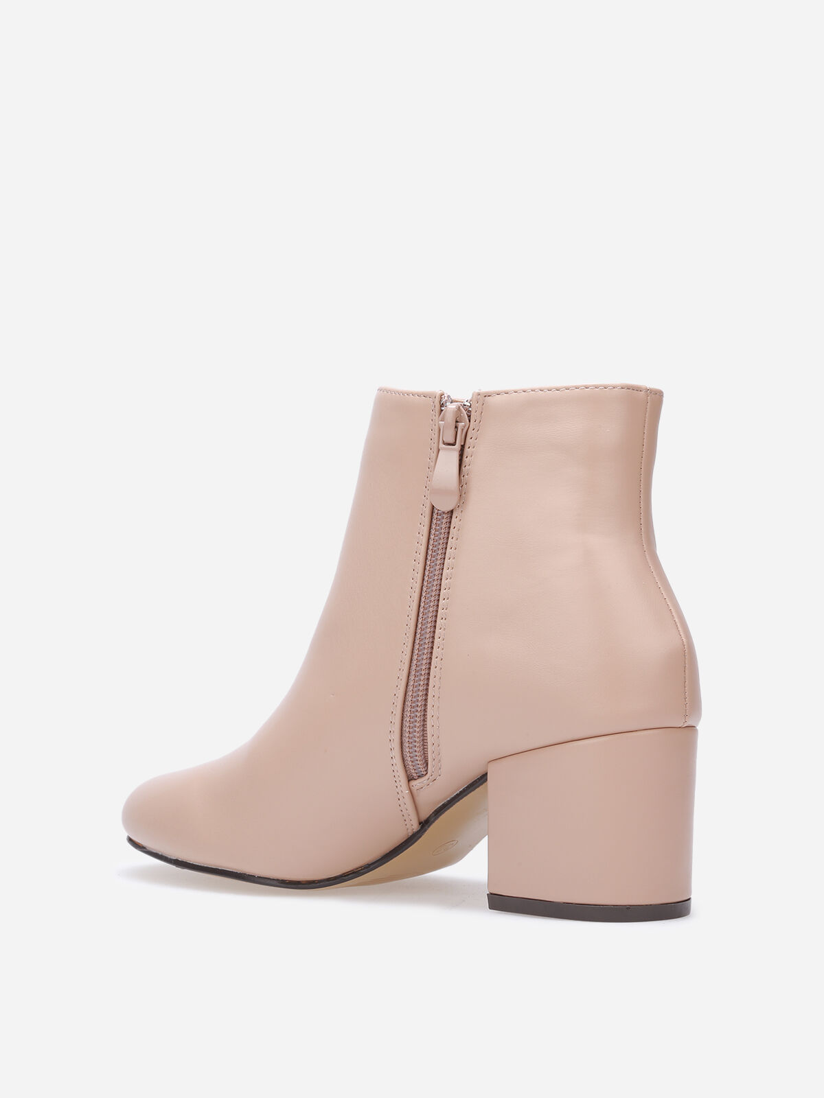 Bottines à talon et bout rond- Taupe