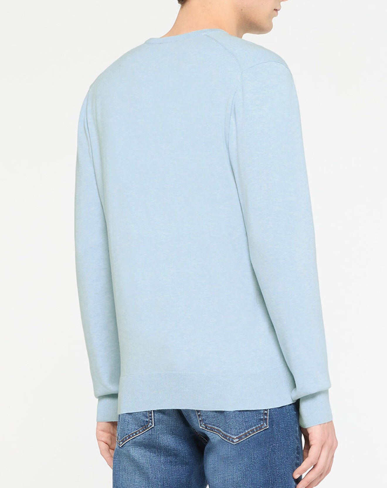 Hackett London Pull en Coton & Soie col V bleu ciel