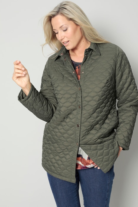 Steppjacke, Straight Fit, Hemdkragen, Langarm