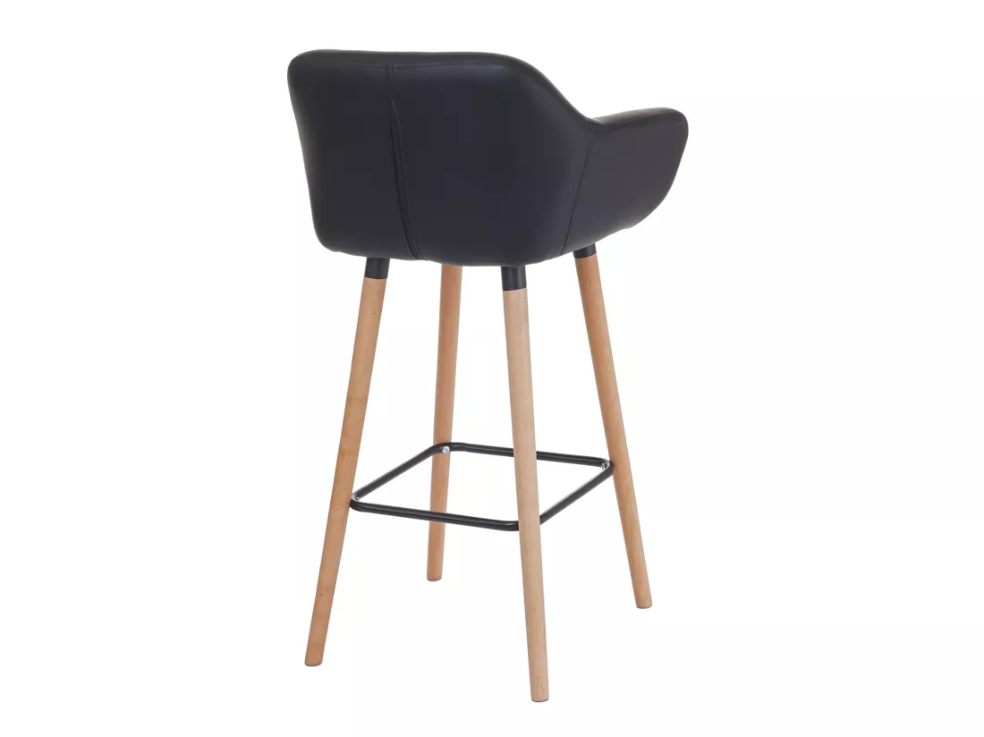 Tabouret de bar Vaasa T381 (lot de 2), similicuir, noir