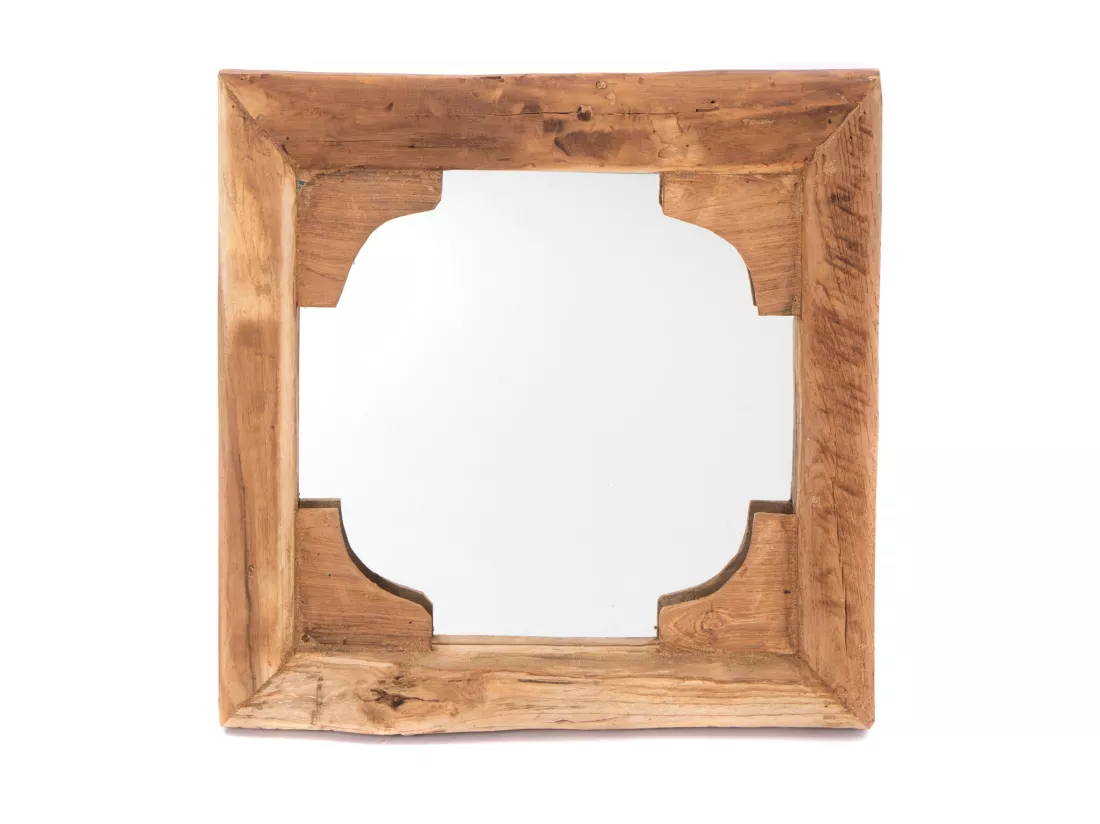 MIROIR MURAL Inde Teck, 50x50 cm couleurs naturelles