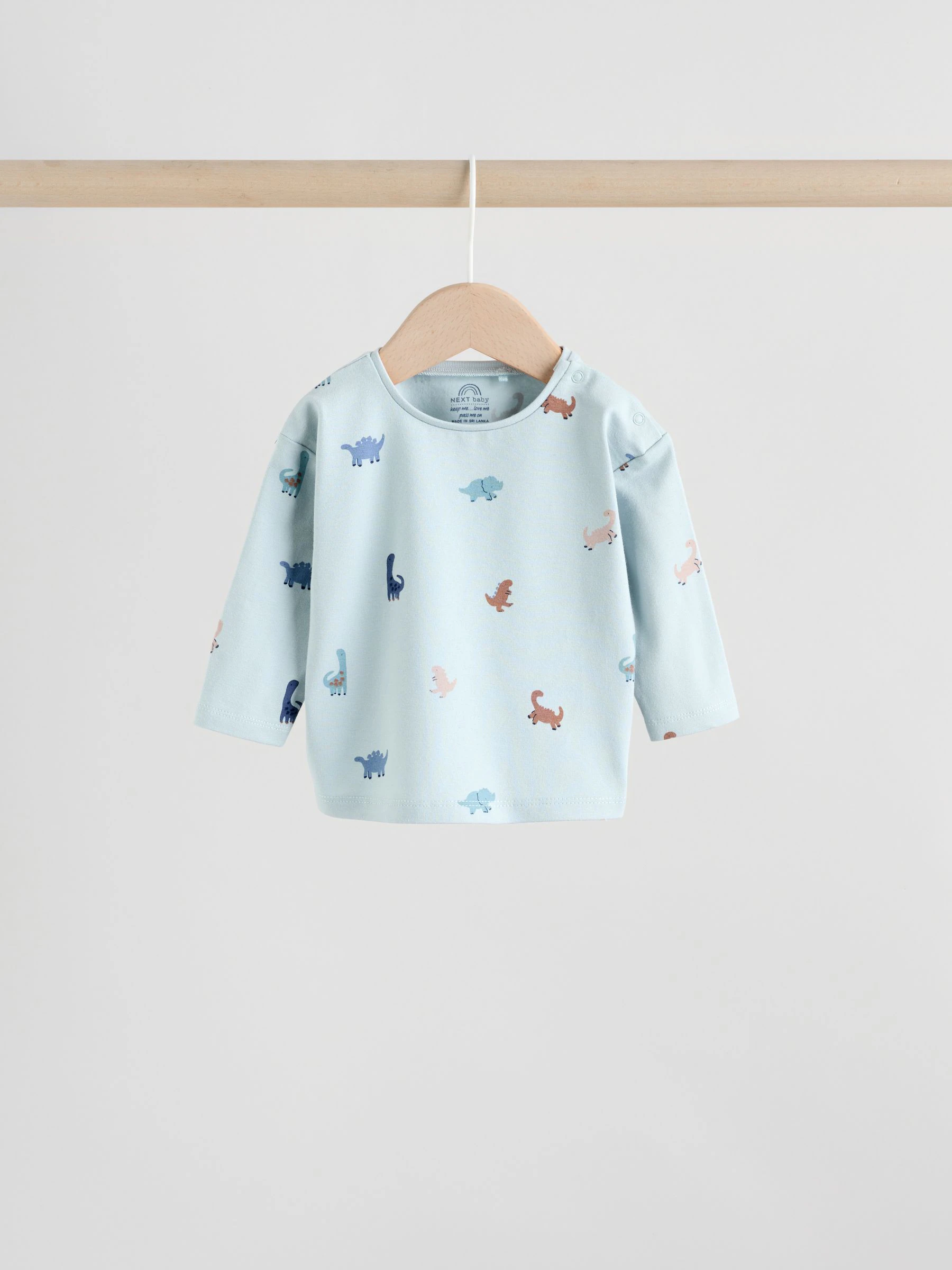 Blauw met dinosaurus - 3 -delige Baby Overshirt en Broeken Set (0mnd -2jr)