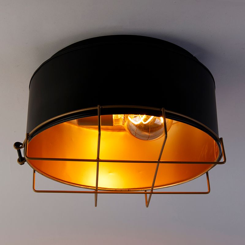Industriële plafondlamp zwart met goud 35 cm - Barril
