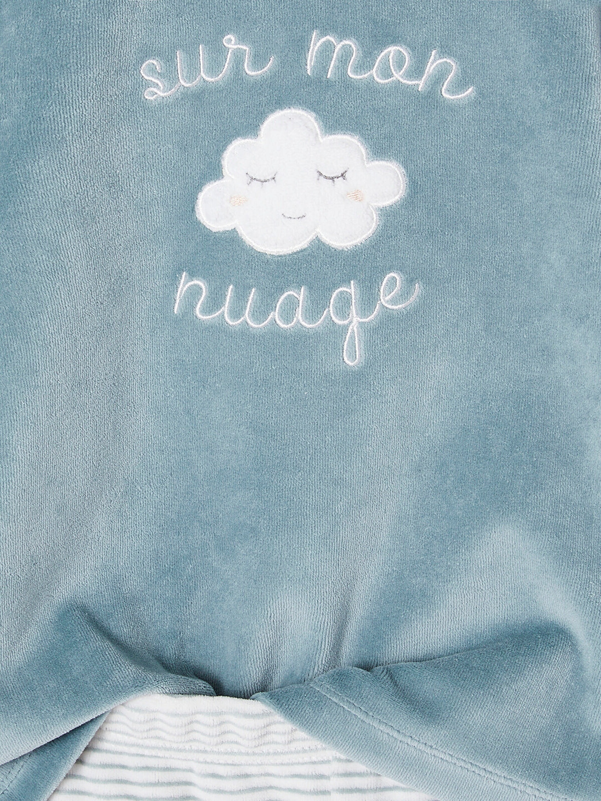 Vertbaudet 2er-Pack Mädchen Samt-Schlafanzüge mit Wolken-Print aqua