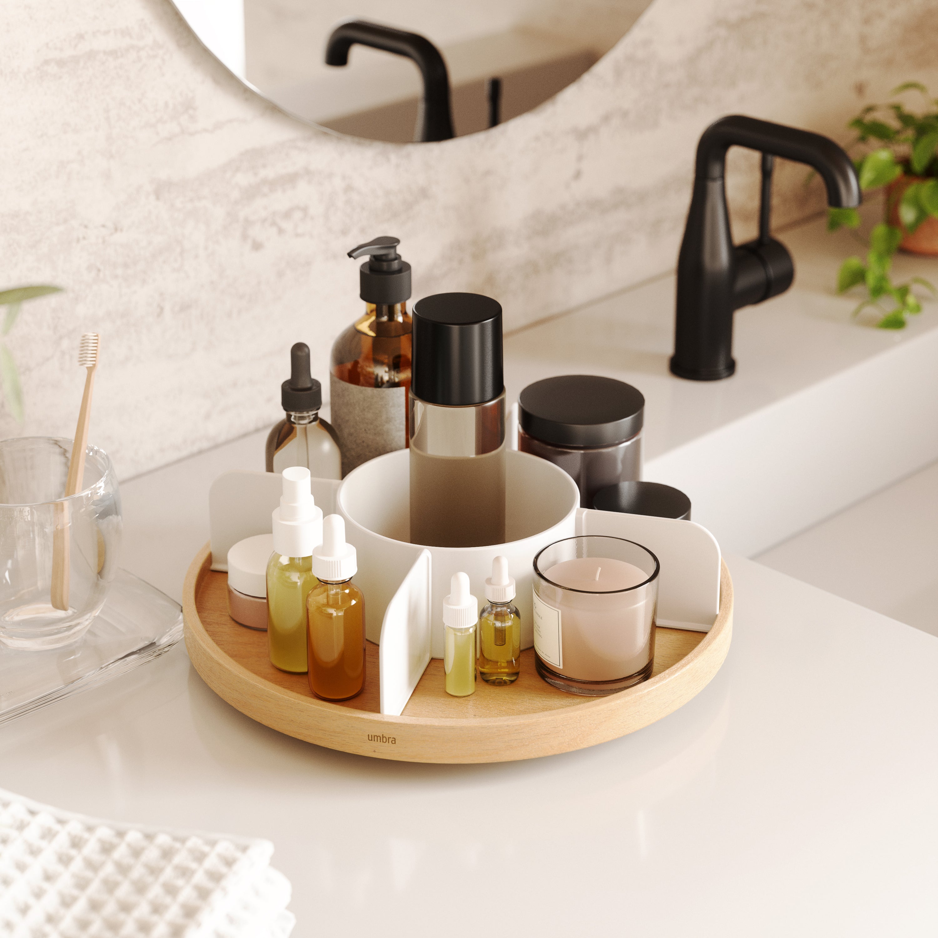 Umbra Lazy Susan Draaibare Organizer - Wit/Naturel