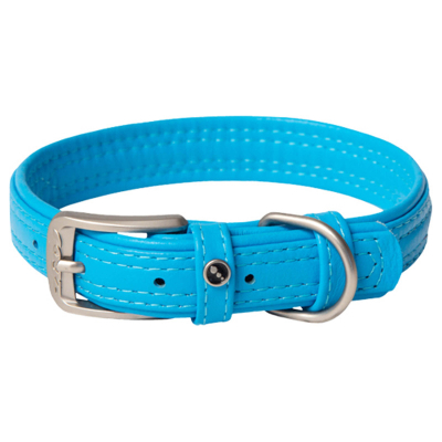 Rogz Hunde Lederhalsband türkis
