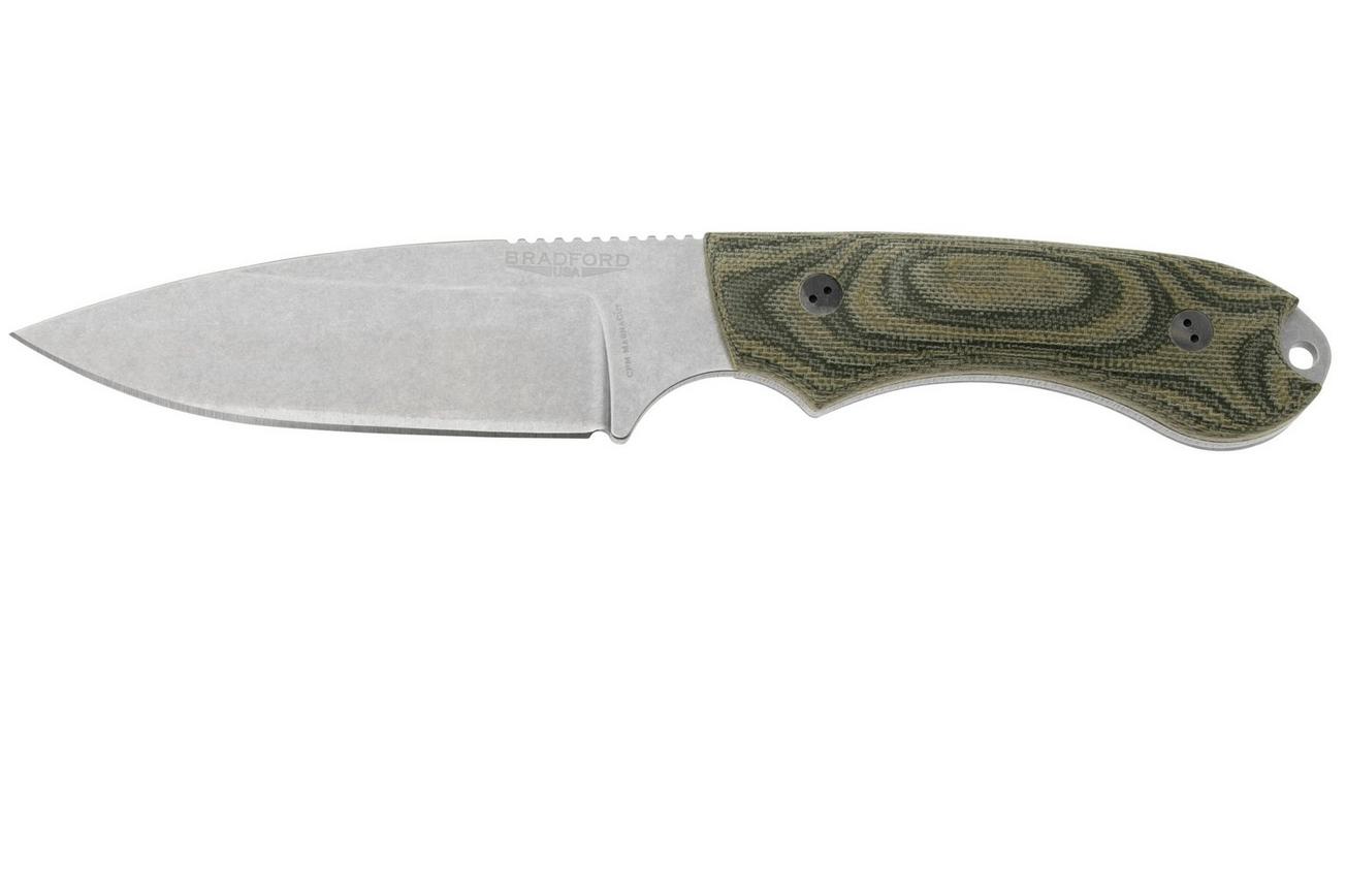 Bradford Knives Guardian 4.2 Camo Micarta 3D, CPM-Magnacut, Sabre Grind, Stonewashed Finish, vaststaand mes