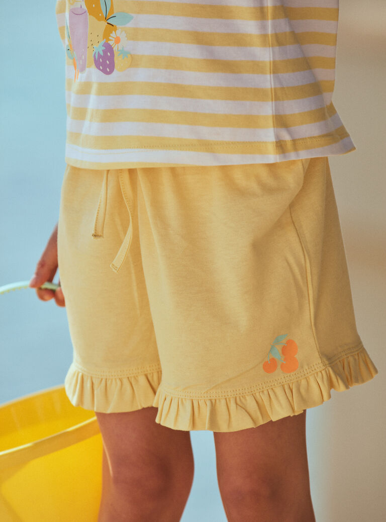 Débardeur et short jaune et blanc en jersey