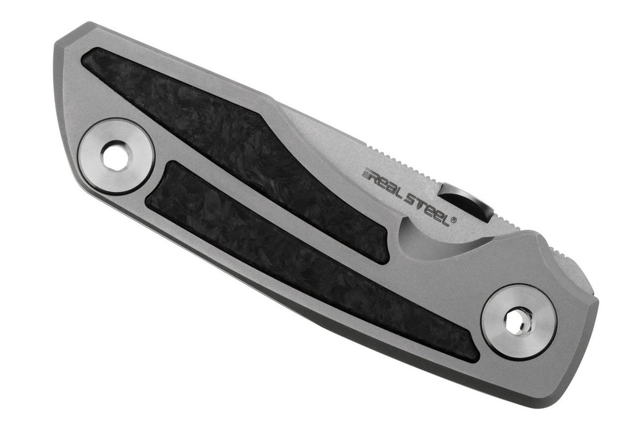 Real Steel Delta 2600, 7101CF, Stonewashed S35VN, Titanium Shredded Carbon Fiber Inlay, zakmes