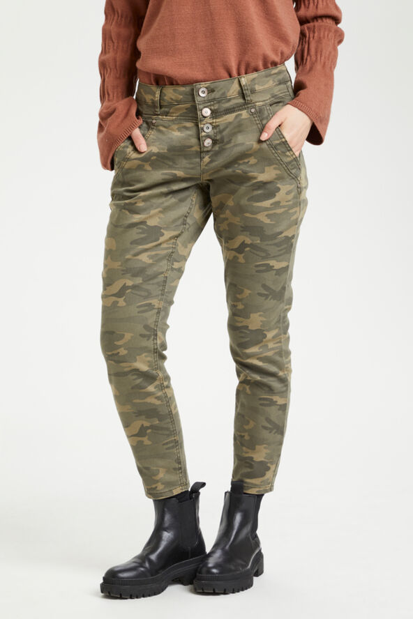 Cream CRPenora Twill 7/8 Pant Sea green printed camouflage
