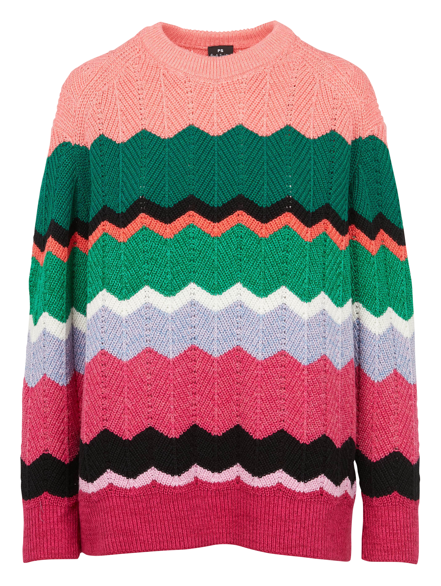Pull col rond en coton et laine mélangés| Rose