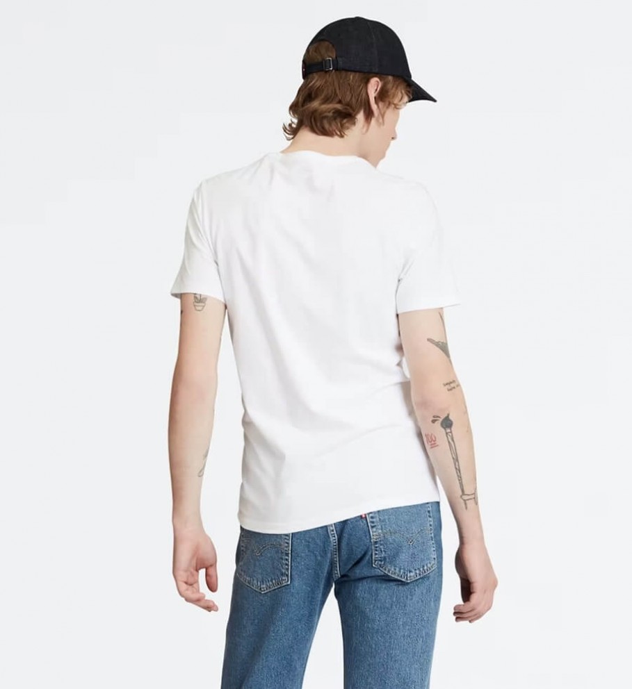 Conjunto de 2 camisetas Levi's nas cores azul-marinho e branca.