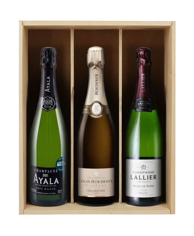 Trio de Champagnes - 3 bouteilles & Caisse bois