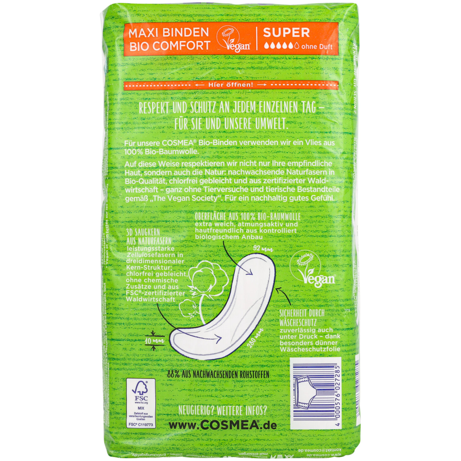 COSMEA Bio Binden Maxi Super 14 Stück