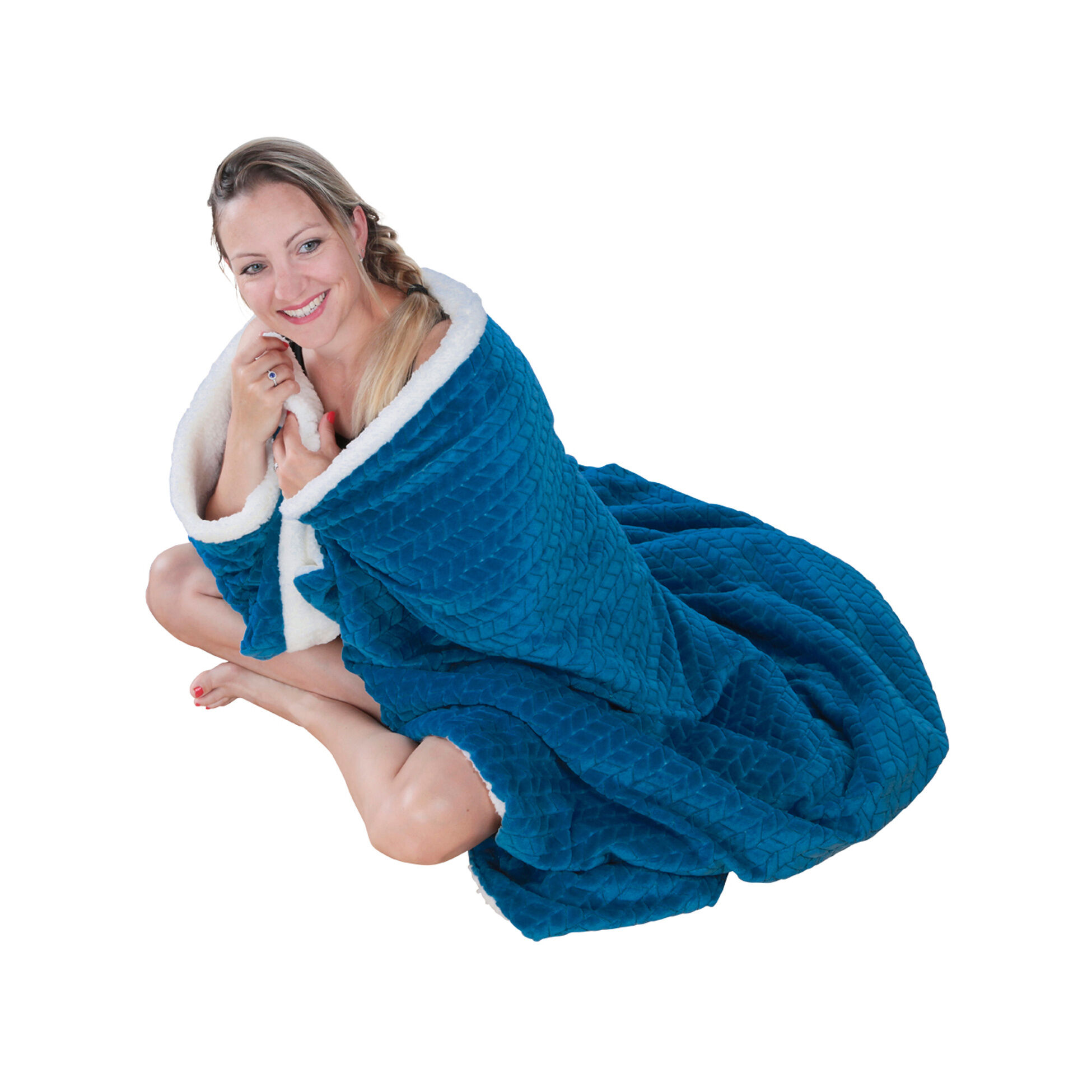 Kuscheldecke mit Fischgrätenmuster