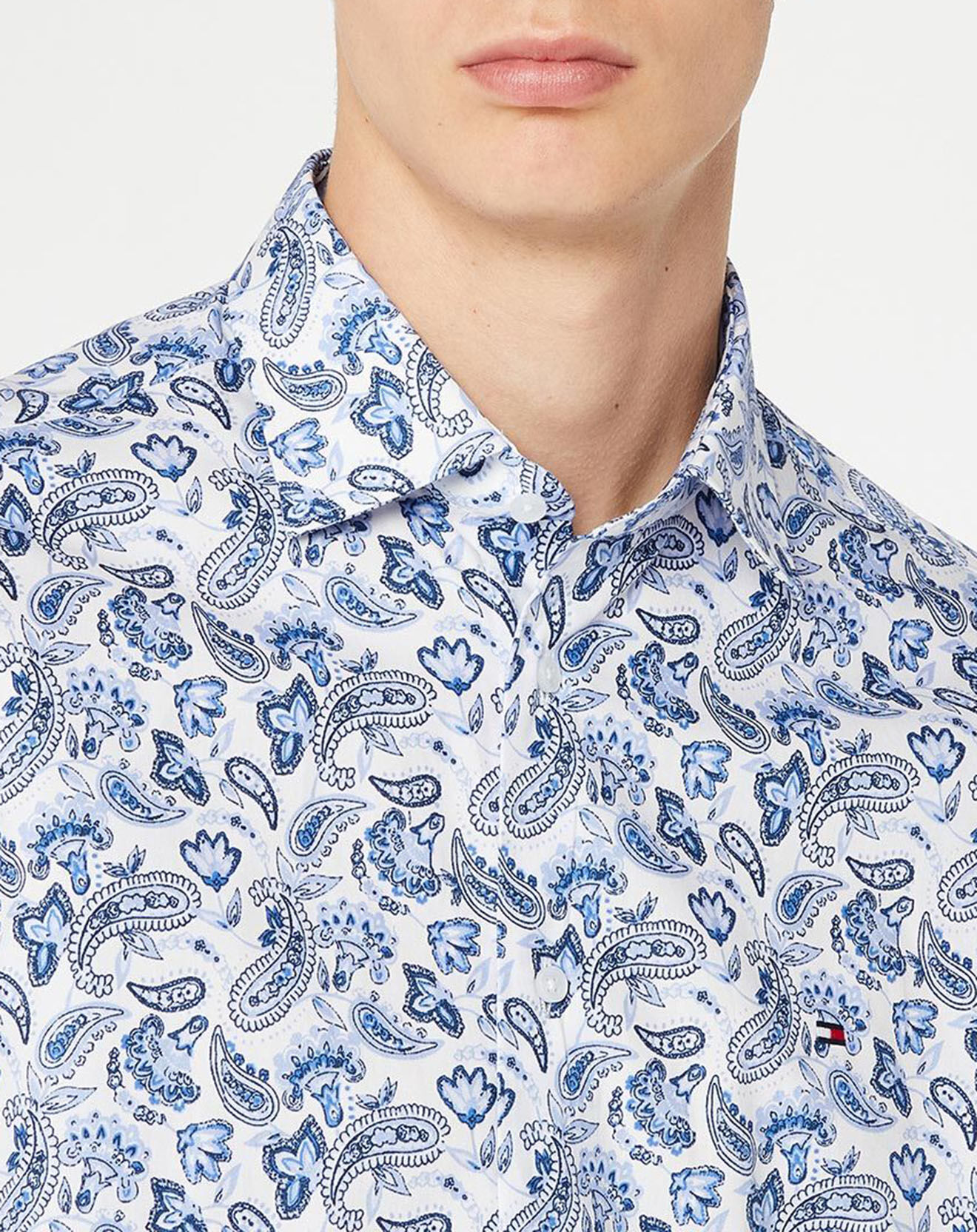 Tommy Hilfiger Chemise droite Paisley imprimée bleu ciel