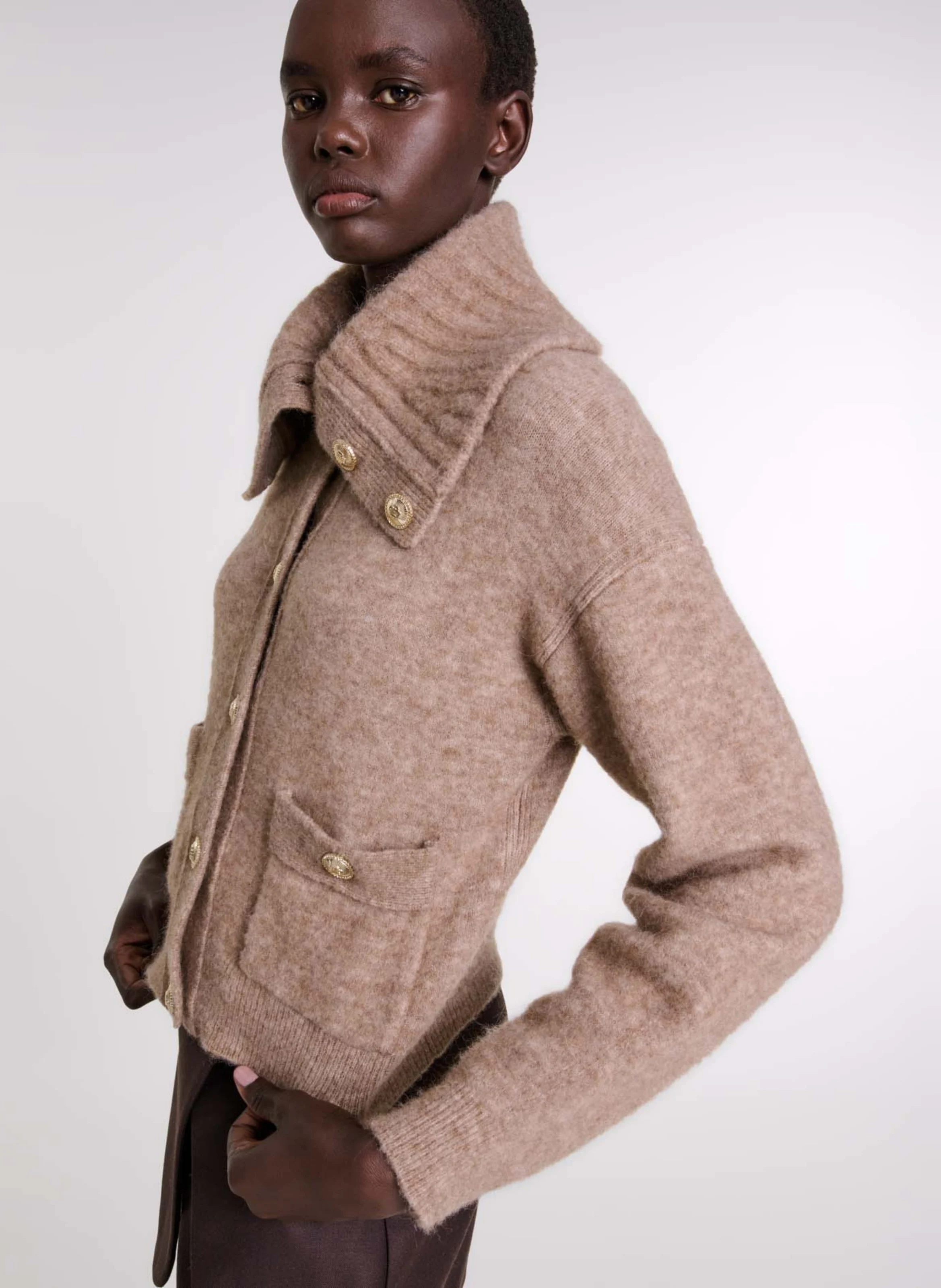 Cardigan en laine mélangée | Marron