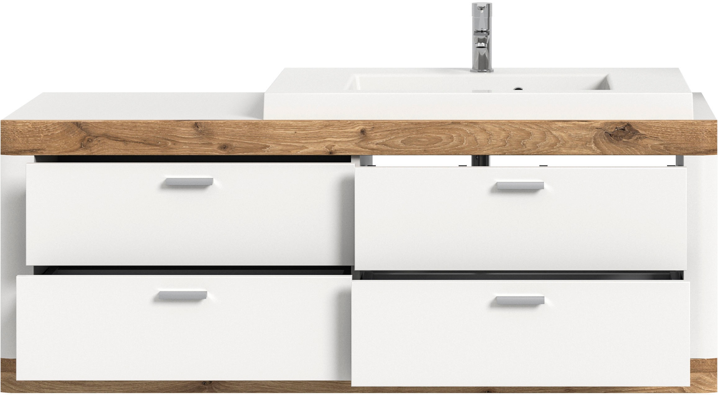 Home affaire Waschtisch »Landsby, Breite 133 cm, inkl. Mineralguss-Waschbecken, 4 Schubkästen« 2 Stk. tlg. inkl. Waschbecken