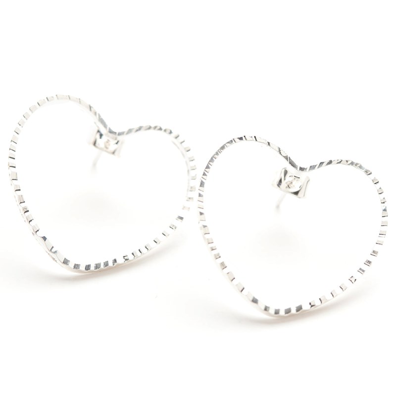 maxi boucles d'oreilles puces coeurs plaqué argent - AURA