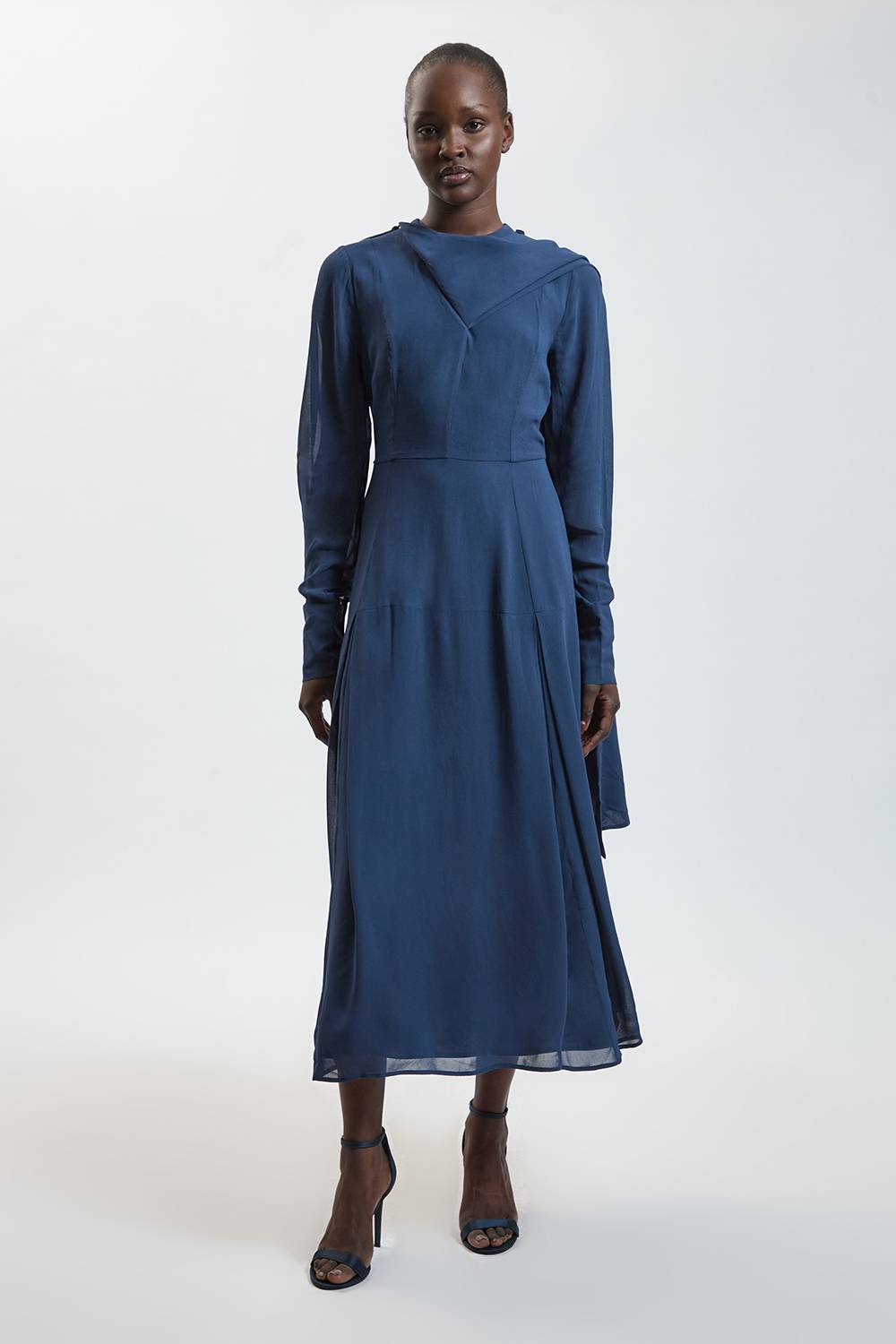 KarenMillen Robe Midi Tissée En Viscose Avec Détail Foulard