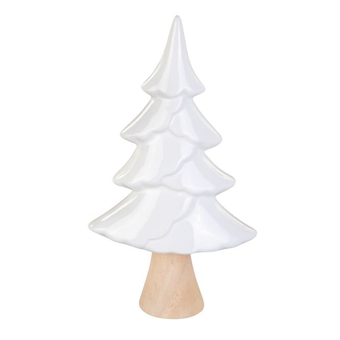 Baum weiß/braun - Dolomit und Holz - ca. 12 x 5 x 23 cm