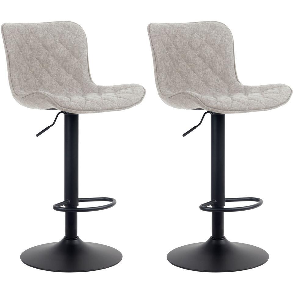 CLP Set van 2 Barkruk Emma zwart Frame - Stof - taupe