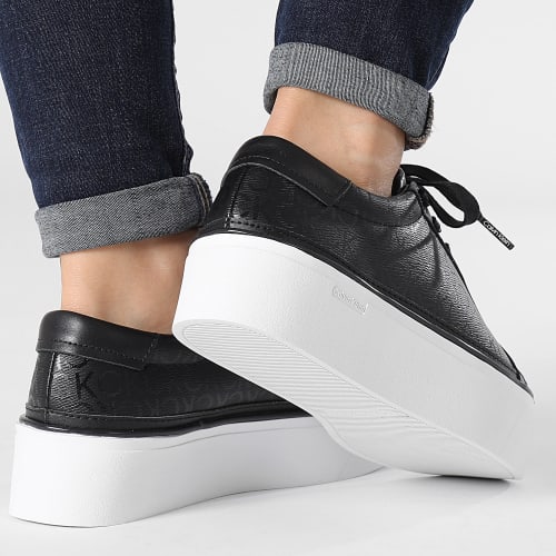 Baskets Femme Flatform Cupsole Lace Up 1670 Black Mono