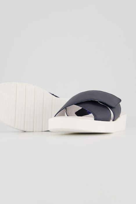 Vitaform Leder-Pantoletten, Klettriegel, Weite H