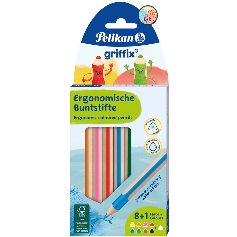 Pelikan Farbstifte Griffix, 8+1 Stück, assortiert