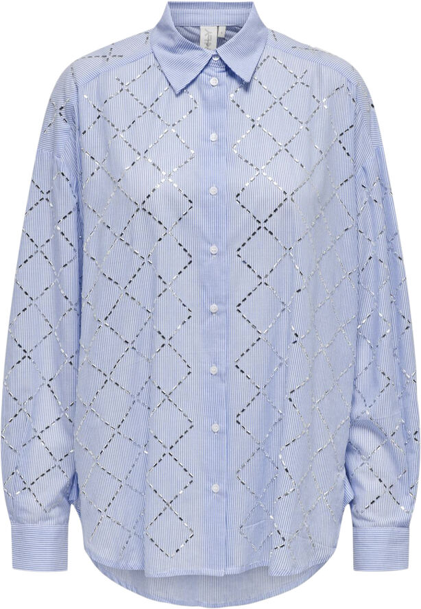 ONLY ONLJULIE LS STONES SHIRT WVN Bright white/medium blue
