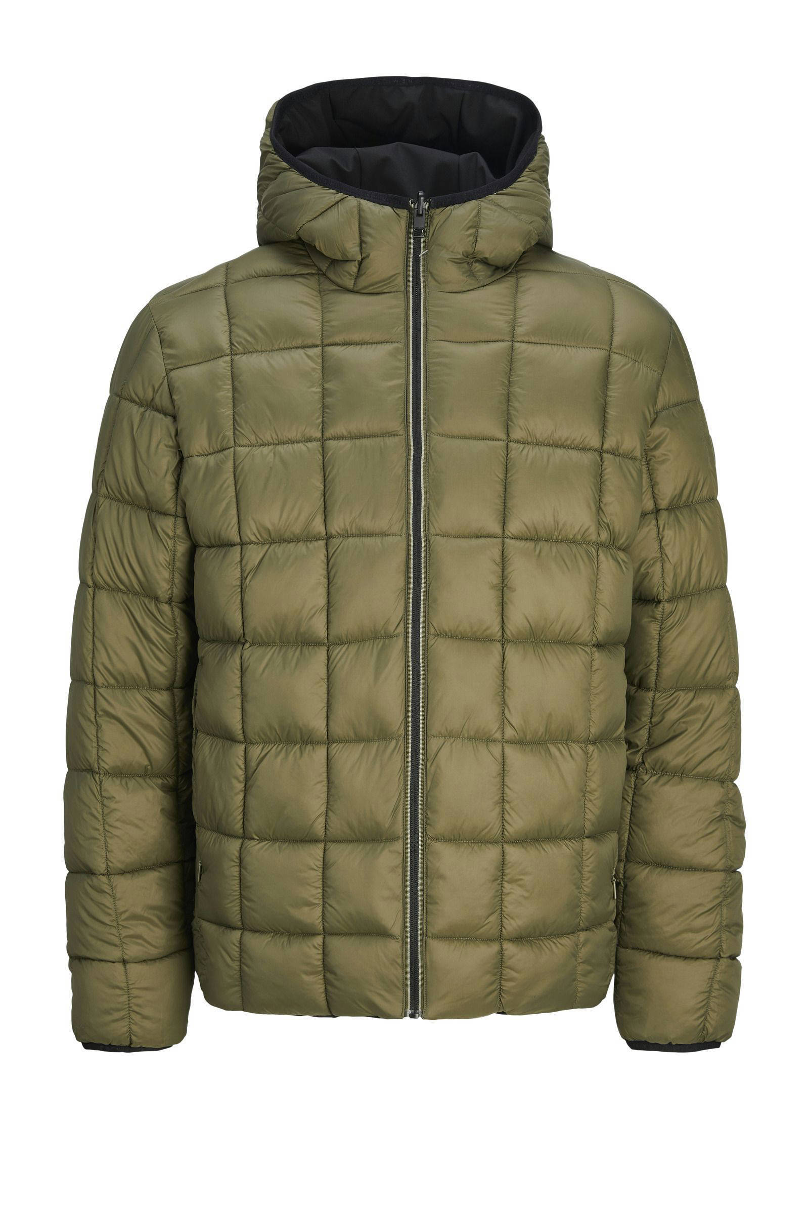 JACK & JONES PLUS SIZE reversible gewatteerde jas JPRBLUBROOK Plus Size zwart/groen