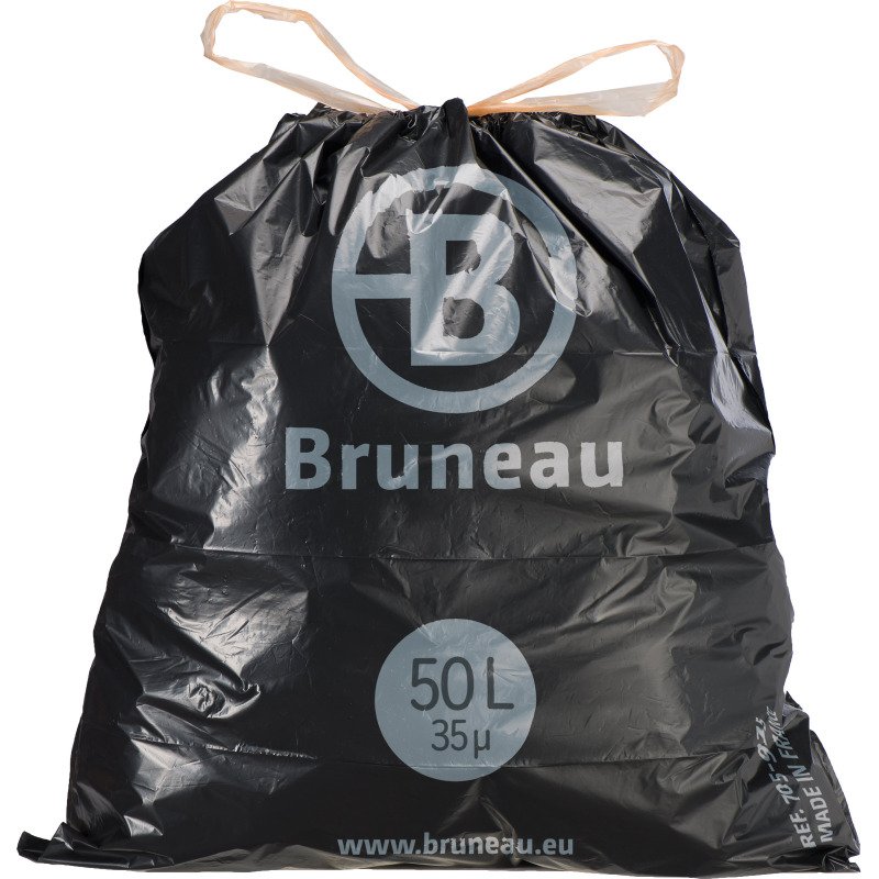 Sac poubelle 50 litres Qualité supérieure à liens coulissants Bruneau gris - 100 sacs