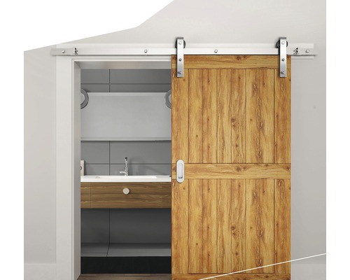 Intersteel 200 cm Basic schuifdeursysteem, geborsteld roestvrij staal