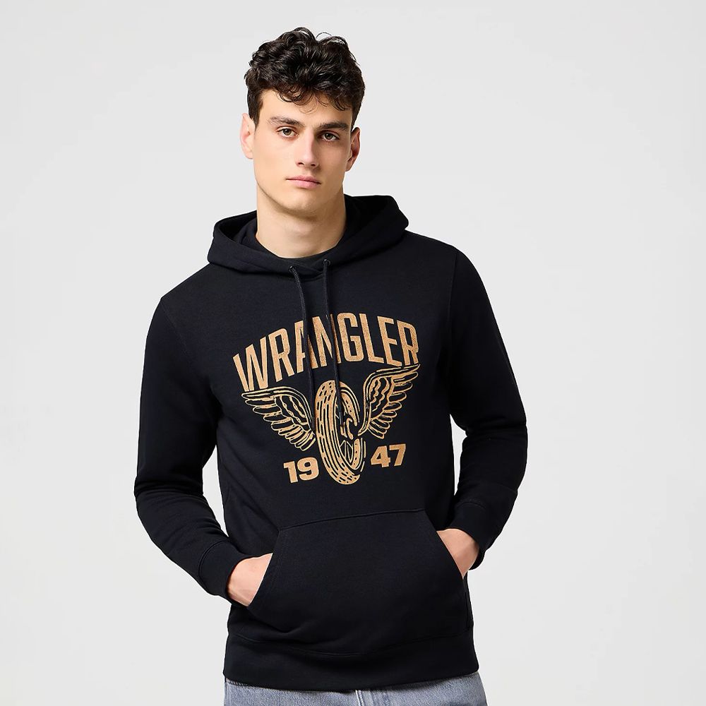 Wrangler mens Regular Americana Hoodie Black