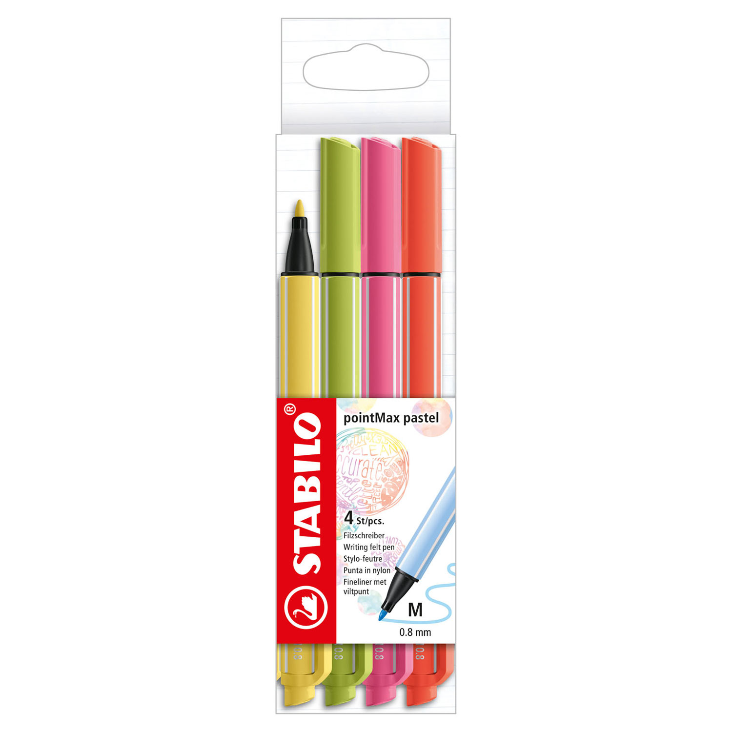 STABILO pointMax Pastel- Hardtip Fineliner - Set Met 4 Stuks
