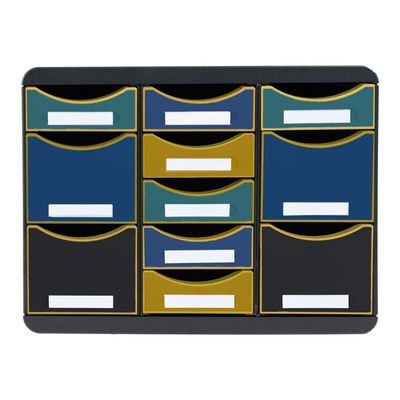 Exacompta Neo Deco - Module de classement 11 tiroirs - noir/multicolore