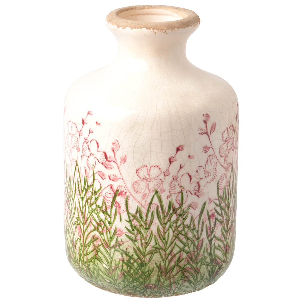 My Home Vase mit Rosmarin-Motiv weiss / grün