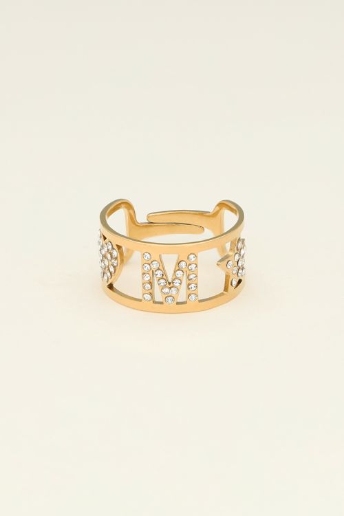 Initial ring met steentjes