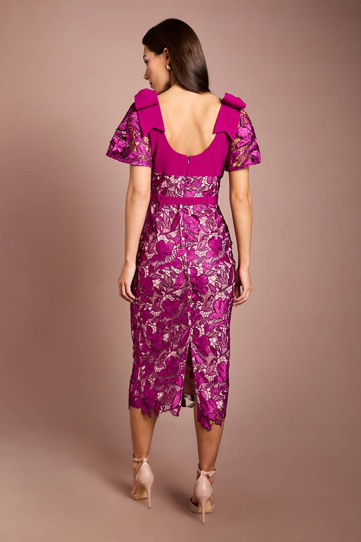 Coast Robe Crayon Midi Avec Nœud En Dentelle Aux Épaules