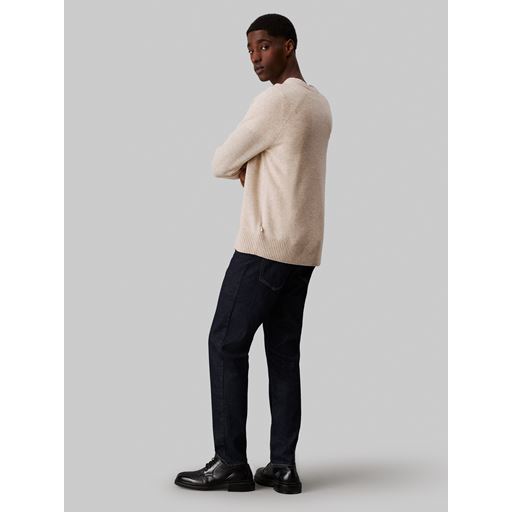 Calvin Klein Luxury Wool Sweater, Stony Beige Heather, M