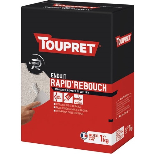 Enduit rapide de rebouchage poudre 1kg INT/EXT+spatule incl