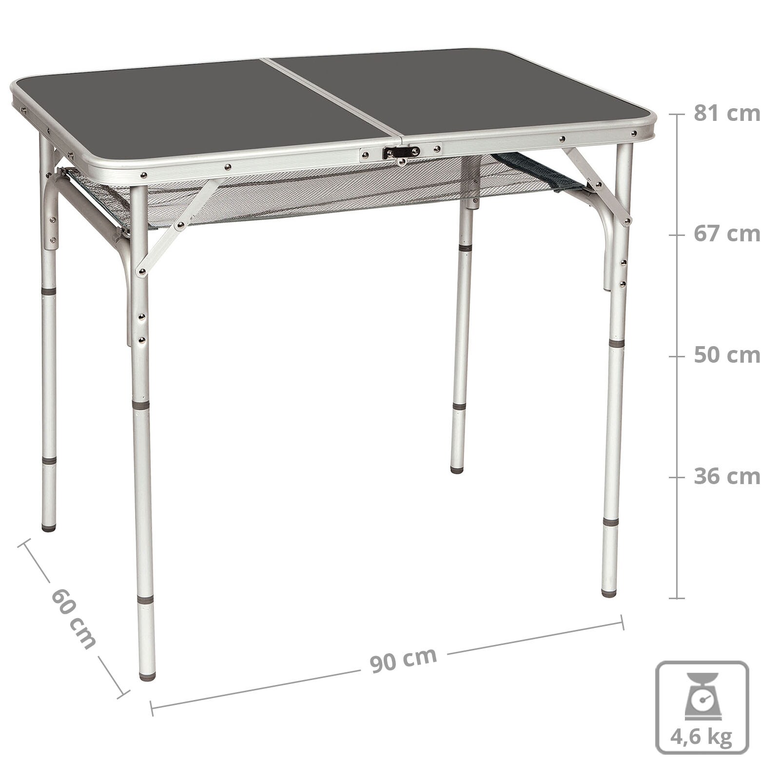 BO-CAMP Alu Klapptisch Campingtisch Beistelltisch Falttisch Koffertisch 4 Höhen