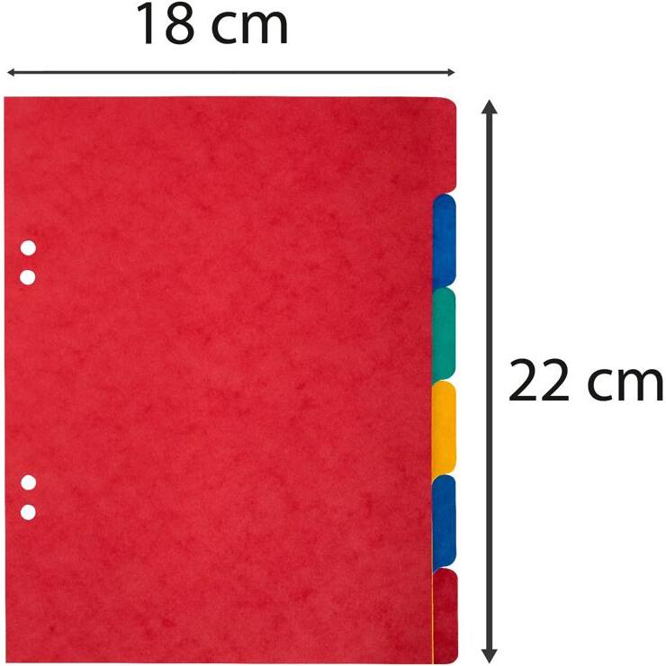 Intercalaire 17 x 22 cm carte lustrée Exacompta 6 onglets neutres multicolores - 1 jeu