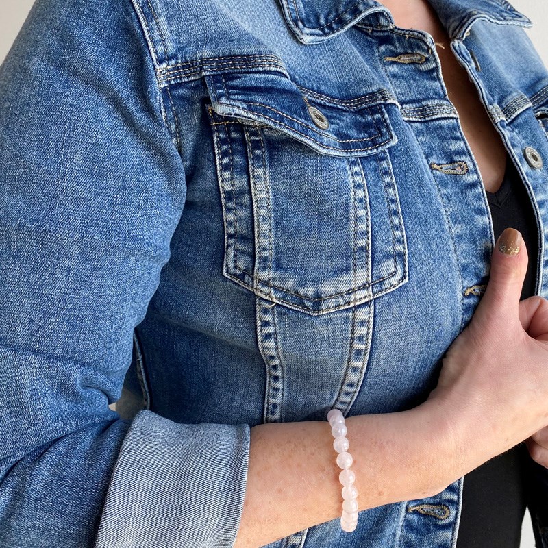Bracelet extensible avec perles Quartz Rose