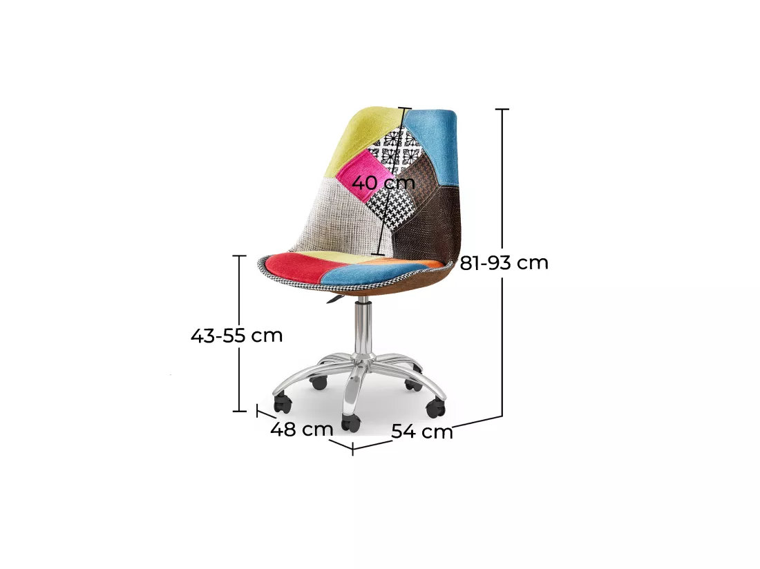 Chaise de Bureau Pivotante - Tissu Patchwork - Simona Multicolore